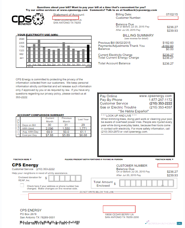 download download USA CPS ENERGY utility bill Word and PDF template PDF template PDF template